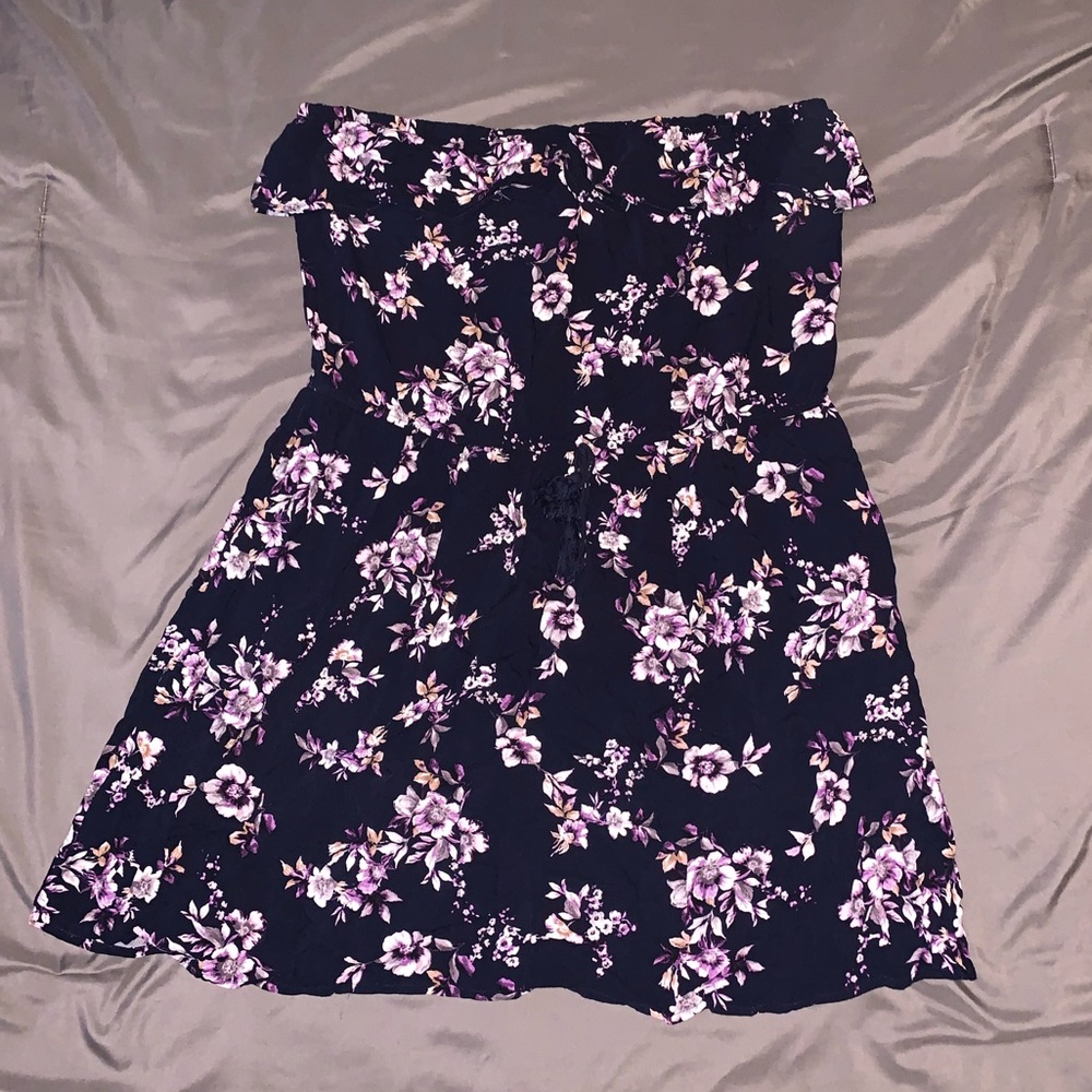 Blue/purple strapless dress